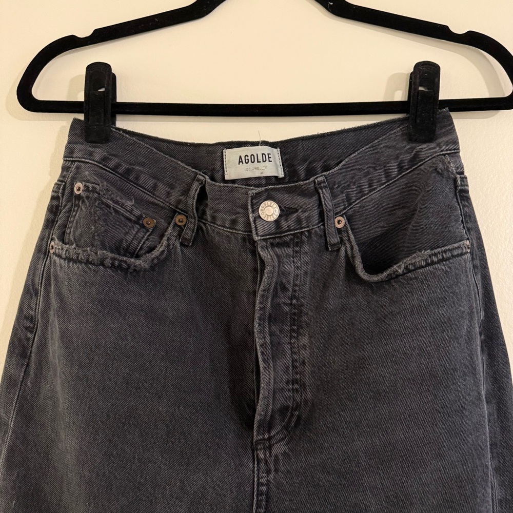 Agolde Riley High Rise Straight Crop Jeans Ripped / Distressed (Contraband) - Picture 4 of 11
